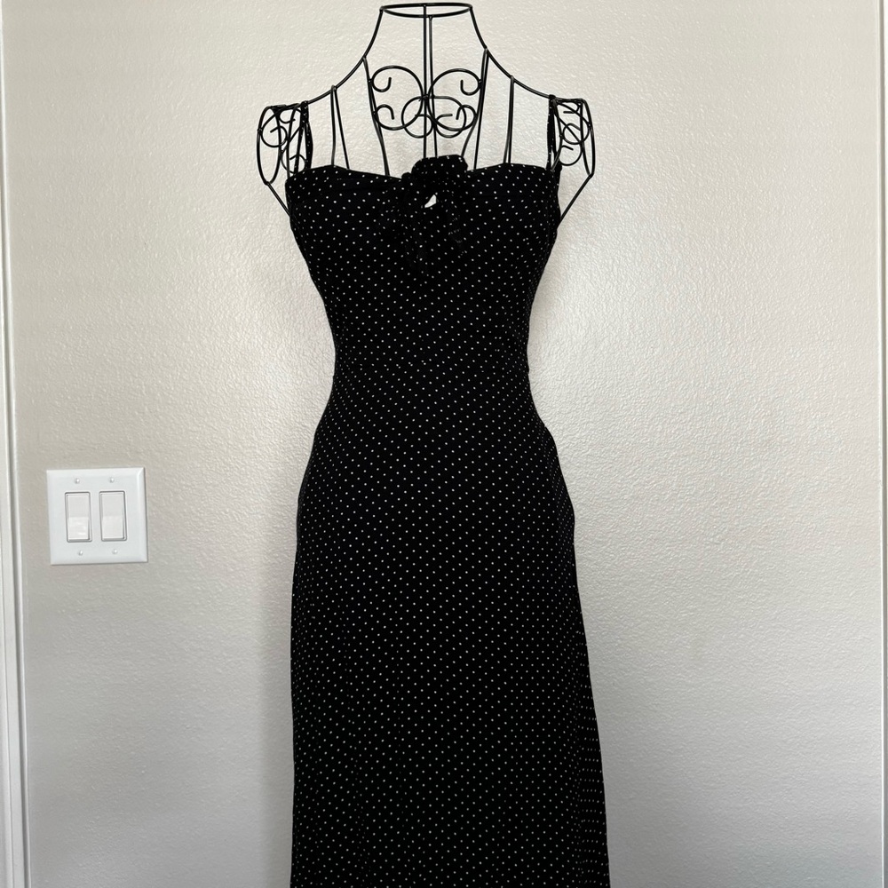 Reformation Polka Dot Tie front Midi Dress